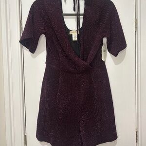 Altar'd State Sparkle Maroon Romper